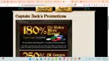 Captain Jack Casino coupon verification screenshot