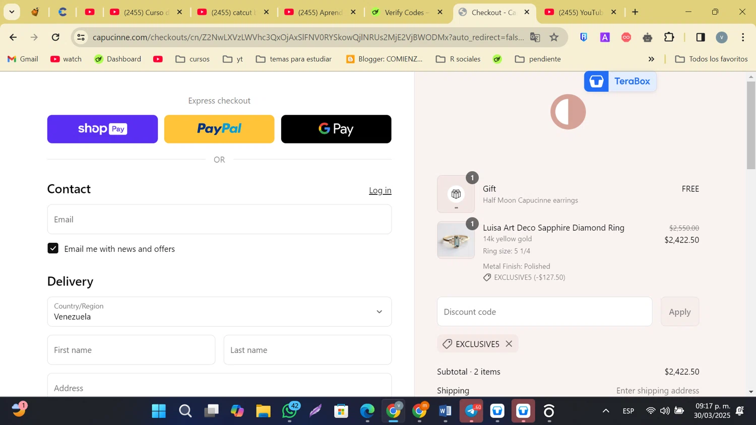 Capucinne discount code screenshot showing code EXCLUSIVE5 applied at Capucinne checkout page. Uploaded by SimplyCodes community member tonikros on Mar 31, 2025