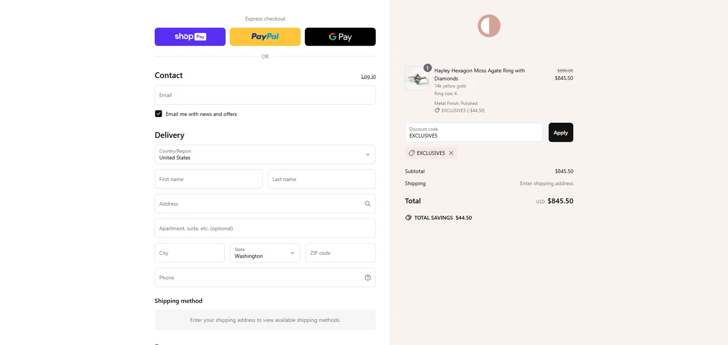 Capucinne discount code screenshot showing code EXCLUSIVE5 applied at Capucinne checkout page. Uploaded by SimplyCodes community member ivantorres on May 6, 2025