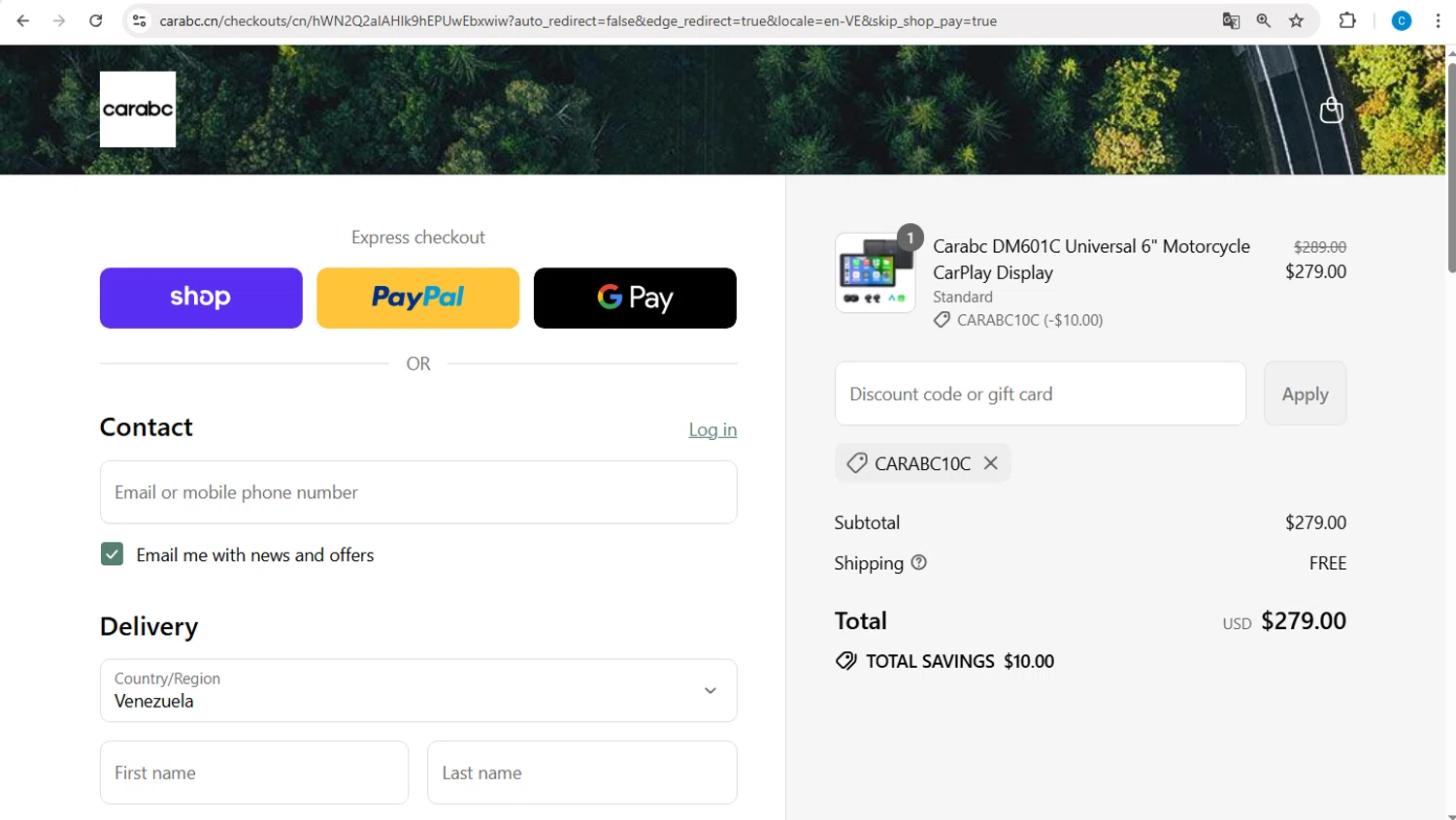 CARabc promo code screenshot showing code CARABC10C applied at CARabc checkout page. Uploaded by SimplyCodes community member PromoBoss9319 on Aug 31, 2025