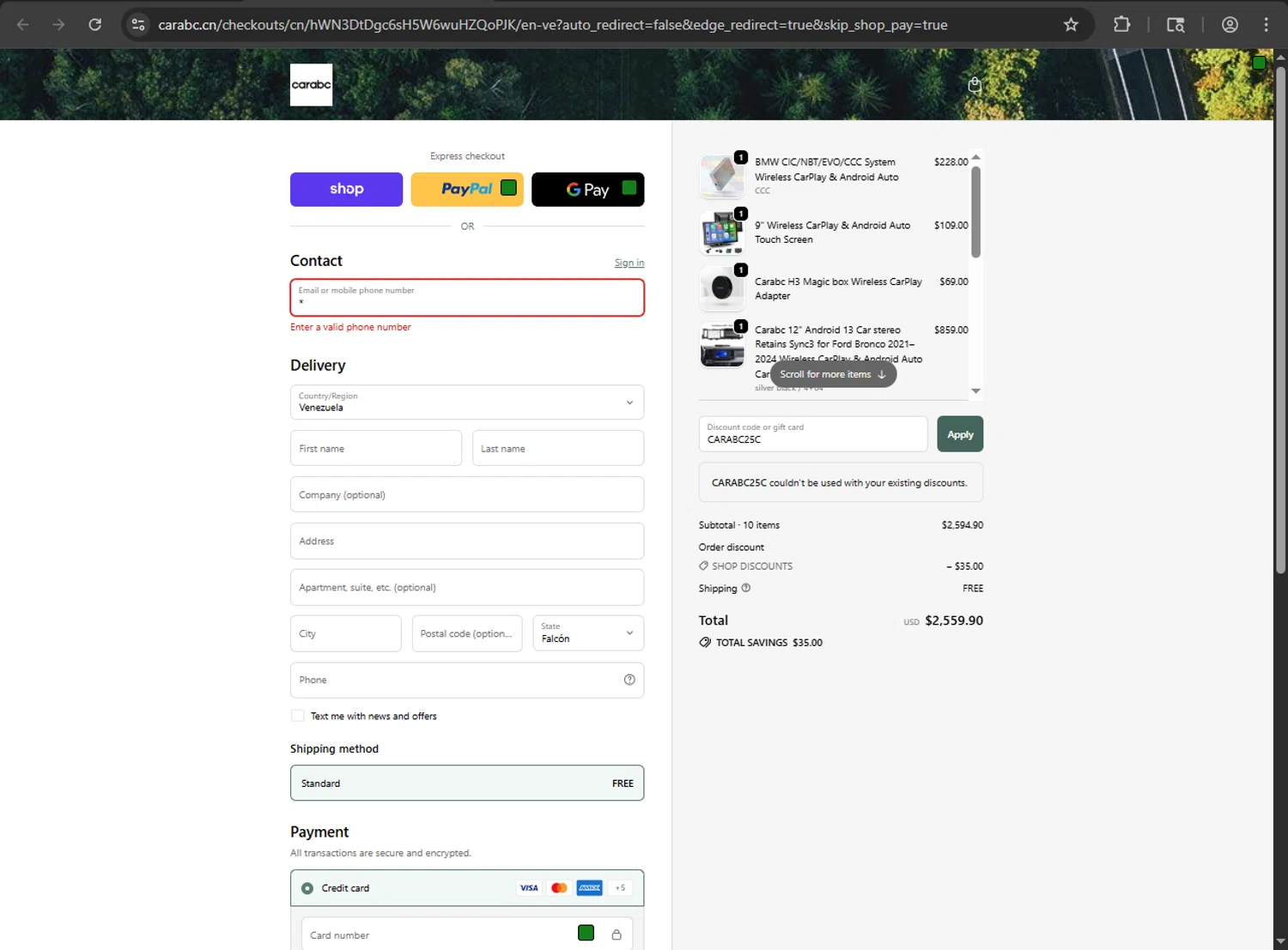 CARabc promo code screenshot showing code CARABC25C applied at CARabc checkout page. Uploaded by SimplyCodes community member megagei on Sep 21, 2025