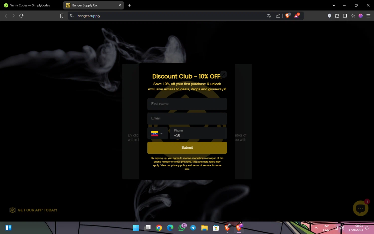 Carat London checkout page showing Carat London promo code box | Screenshot taken by SimplyCodes community member on Oct 15, 2024