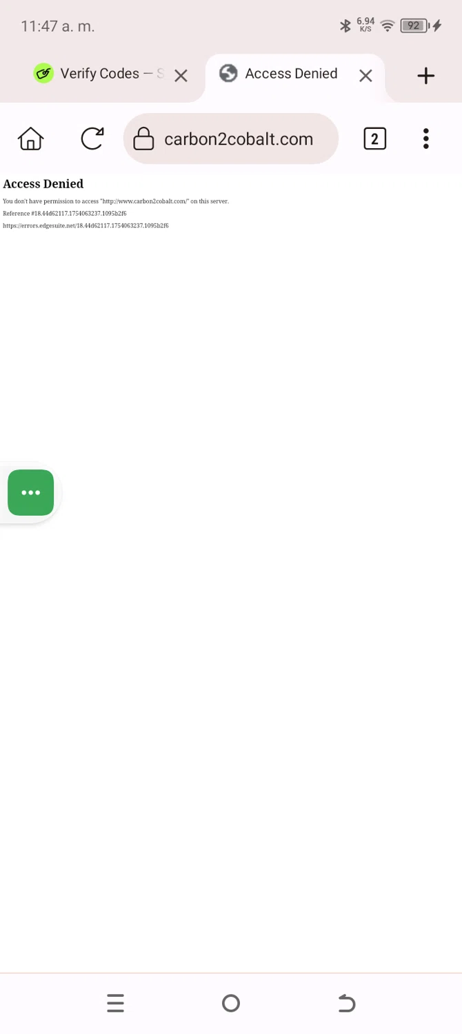 Carbon2Cobalt promo code screenshot showing code SUMMERSAVE20 applied at Carbon2Cobalt checkout page. Uploaded by SimplyCodes community member SavingsWarden235 on Aug 1, 2025