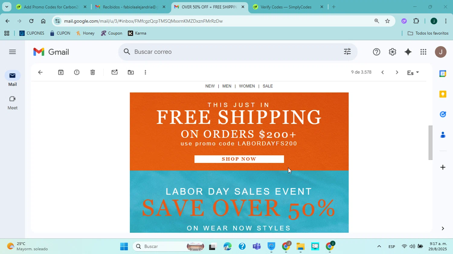 Carbon2Cobalt promo code screenshot showing code LABORDAYFS200 applied at Carbon2Cobalt checkout page. Uploaded by SimplyCodes community member jorgejavierherrera on Aug 29, 2025