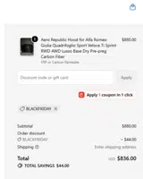 Carbon Showroom coupon verification screenshot