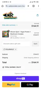 Carborocket coupon verification screenshot