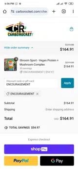 Carborocket coupon verification screenshot