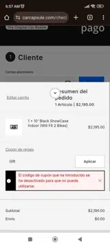 Gift coupon verification screenshot