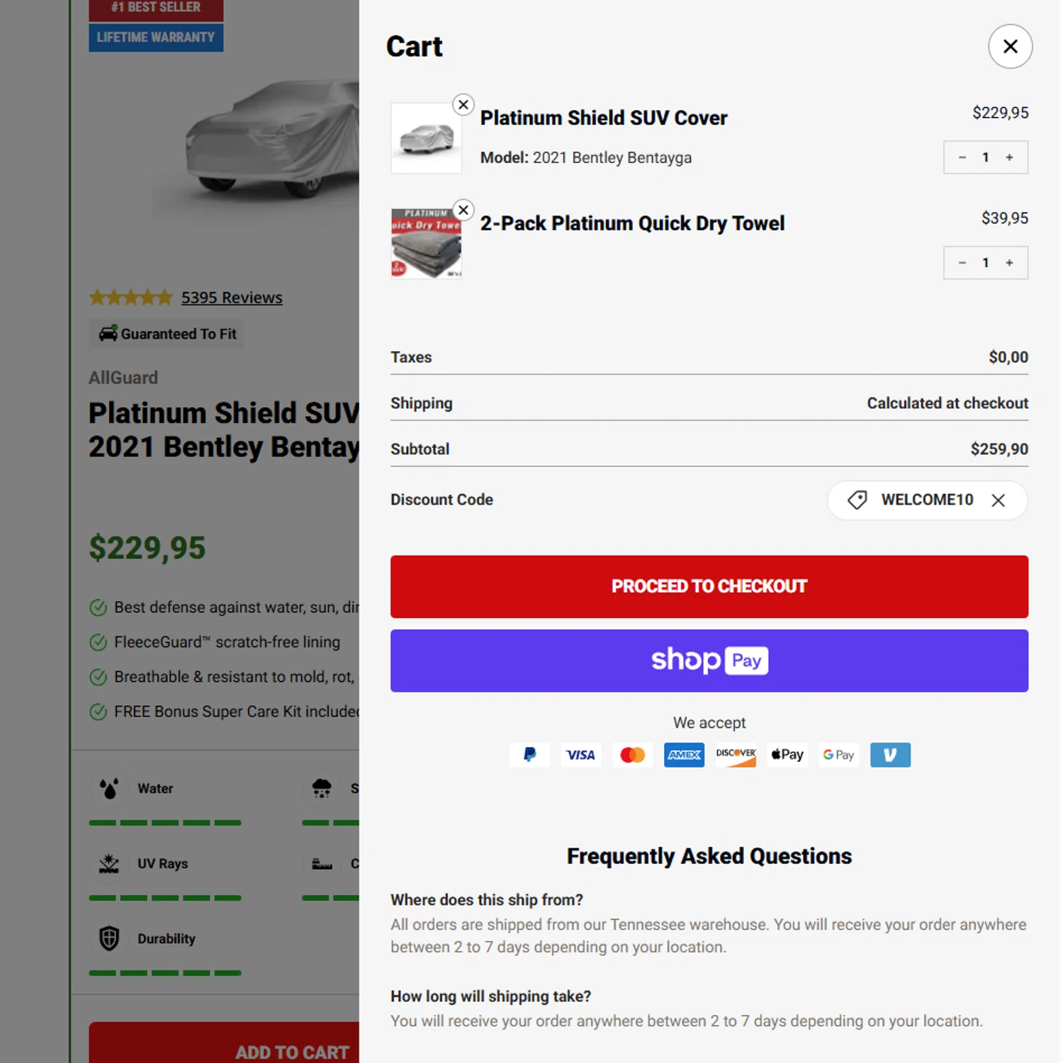CarCovers.com checkout page showing CarCovers.com promo code box | Screenshot taken by SimplyCodes community member on Dec 3, 2025