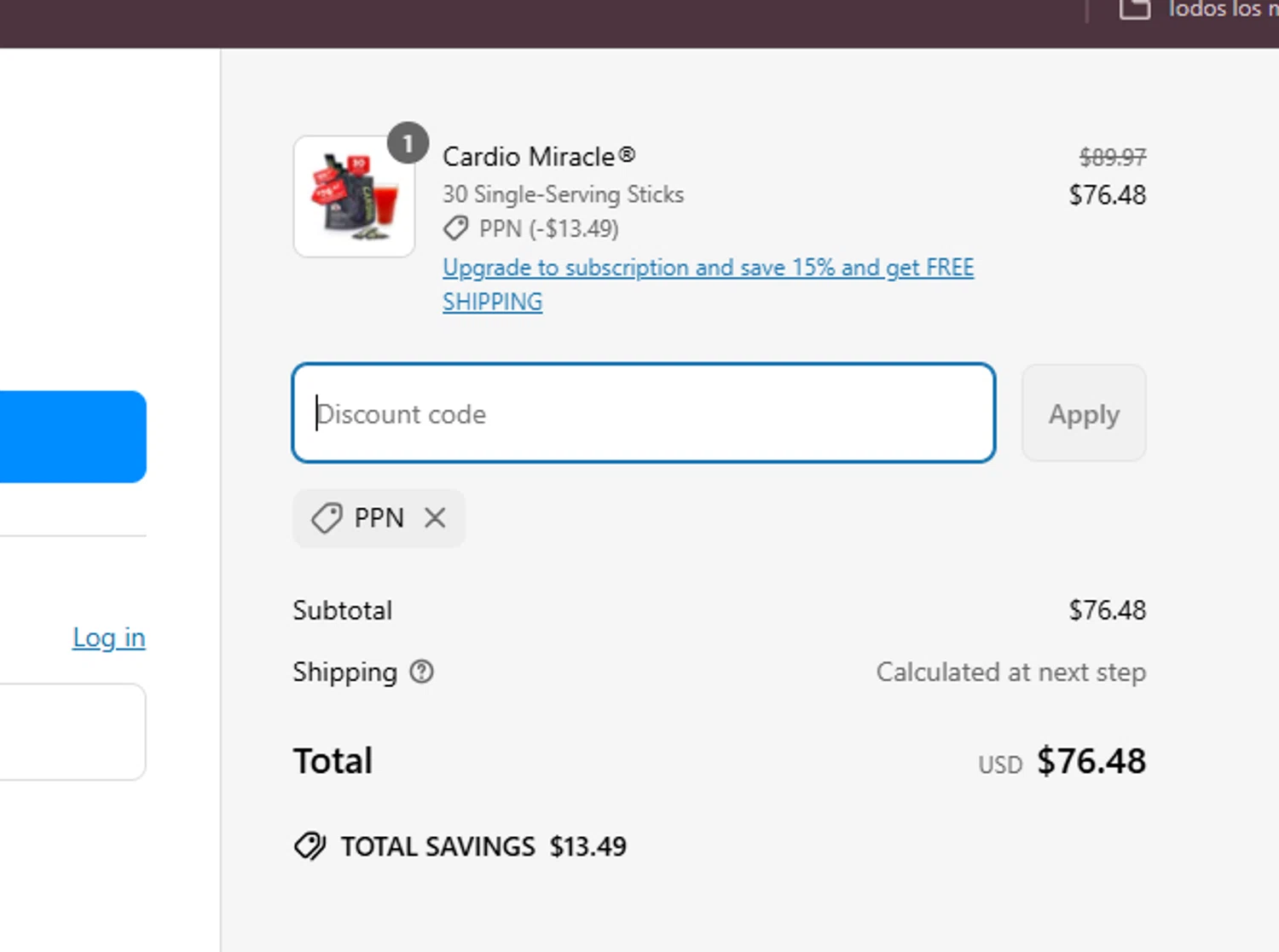 CardioMiracle promo code screenshot showing code PPN applied at CardioMiracle checkout page. Uploaded by SimplyCodes community member rassoulfstorres on Apr 3, 2025