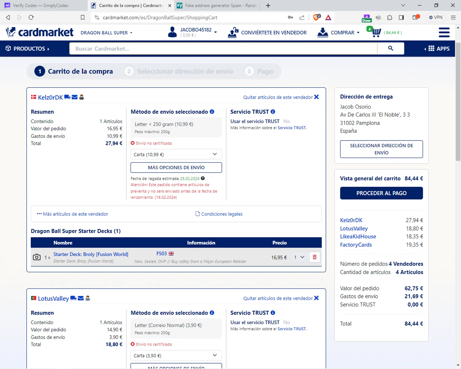 Cardmarket checkout page showing Cardmarket promo code box | Screenshot taken by SimplyCodes community member on Jan 21, 2024