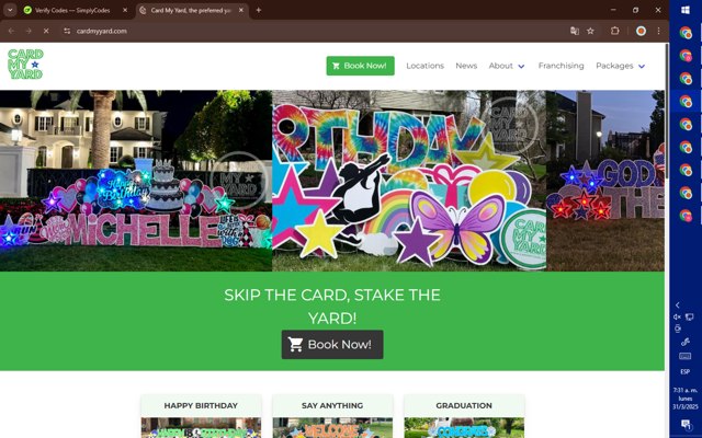 Card My Yard checkout page showing Card My Yard coupon code box | Screenshot taken by SimplyCodes community member on Mar 31, 2025
