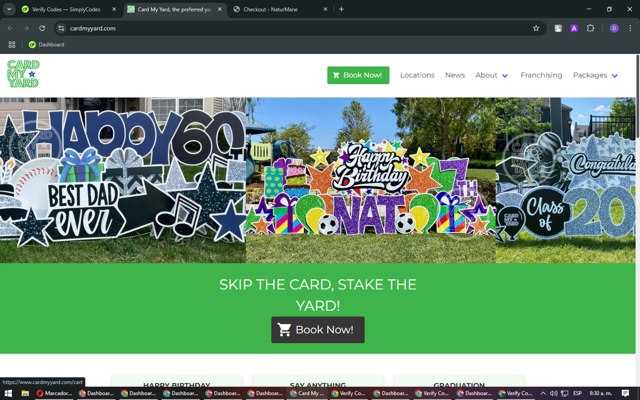 Card My Yard checkout page showing Card My Yard coupon code box | Screenshot taken by SimplyCodes community member on Mar 20, 2025