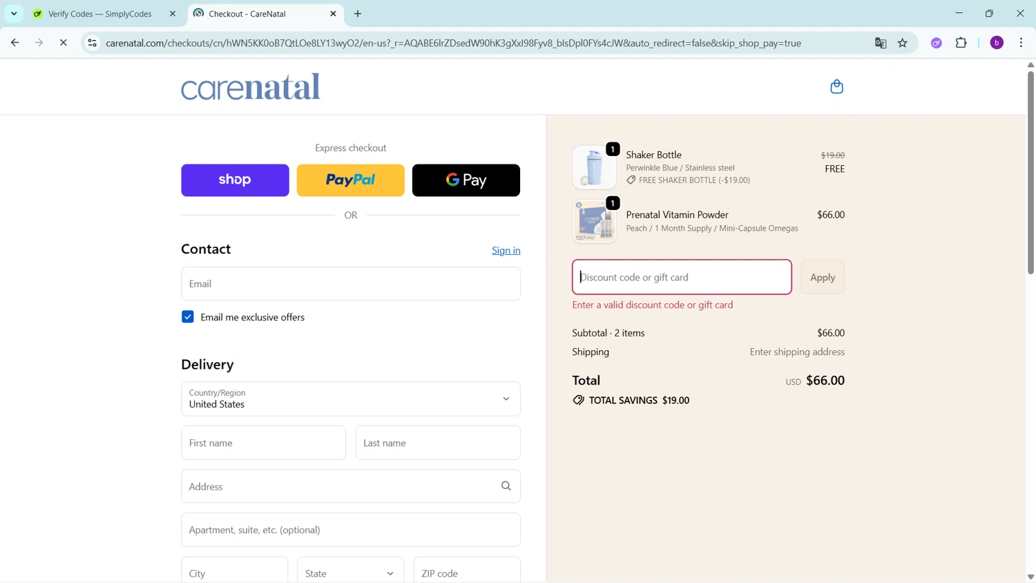 CareNatal promo code screenshot showing code blackfriday applied at CareNatal checkout page. Uploaded by SimplyCodes community member RoyalSleuth2430 on Nov 15, 2025