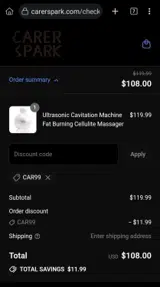 CAR99 coupon verification screenshot