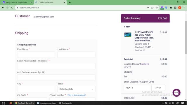 Carewell checkout page showing Carewell coupon code box | Screenshot taken by SimplyCodes community member on Sep 16, 2023