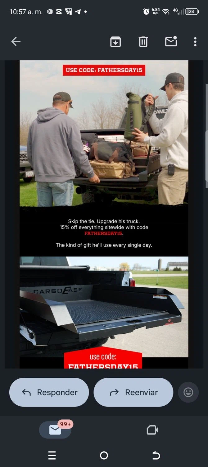 Cargo Ease promo code screenshot showing code Fathersday15 applied at Cargo Ease checkout page. Uploaded by SimplyCodes community member kellymoreno on May 6, 2026