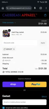ASHLEY coupon verification screenshot