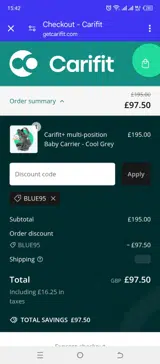 Blue95 coupon verification screenshot