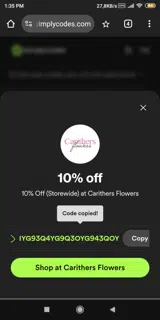 IYG93Q4YG9Q3OYG943QOY coupon verification screenshot