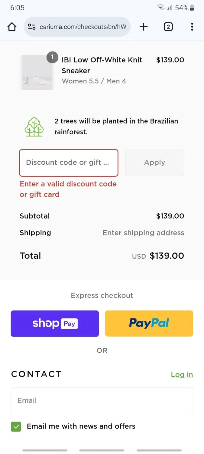 Cariuma discount code screenshot showing code WEARE5 applied at Cariuma checkout page. Uploaded by SimplyCodes community member Ric_alfon on Aug 1, 2025