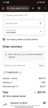 thankyou10 coupon verification screenshot