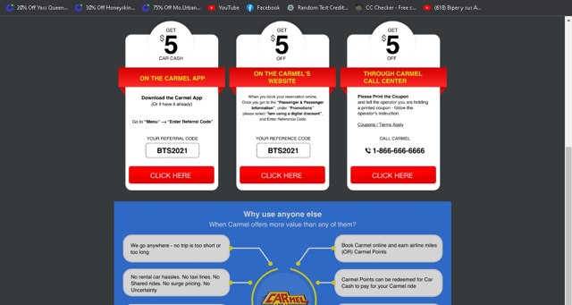 CarmelLimo checkout page showing CarmelLimo discount code box | Screenshot taken by SimplyCodes community member on Oct 17, 2022