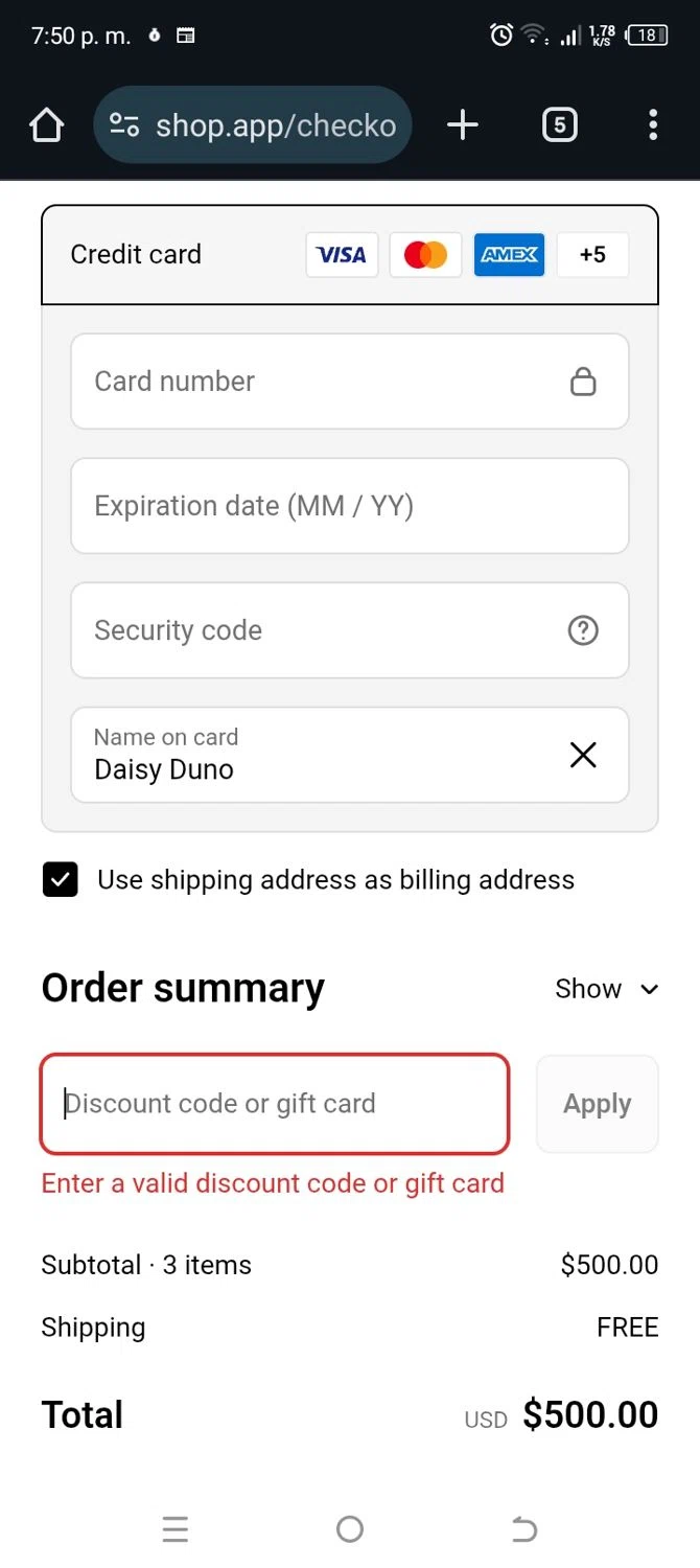 Carmen Sol discount code screenshot showing code LAB10% applied at Carmen Sol checkout page. Uploaded by SimplyCodes community member MightyBoss5795 on Aug 22, 2025