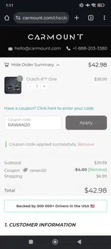 RAWAN20 coupon verification screenshot
