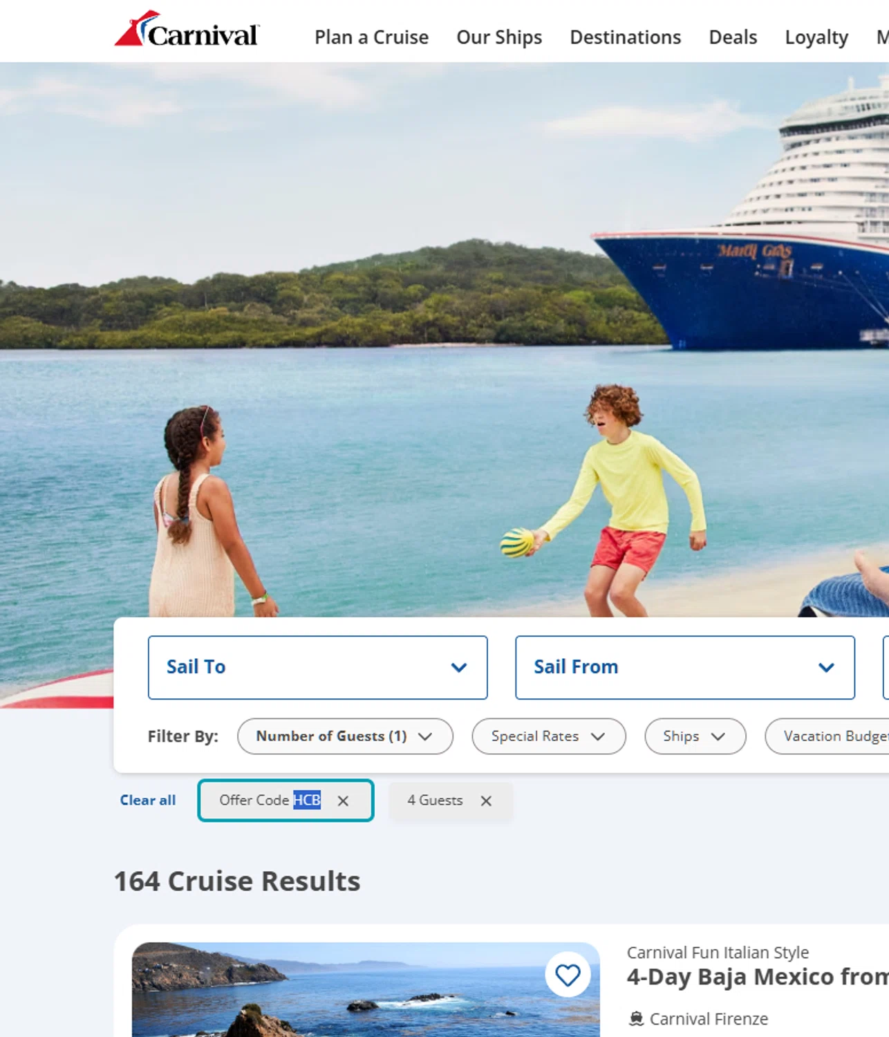 Carnival Cruise Lines promo code screenshot showing code HCB applied at Carnival Cruise Lines checkout page. Uploaded by SimplyCodes community member Dejadepicharme on Jun 22, 2026