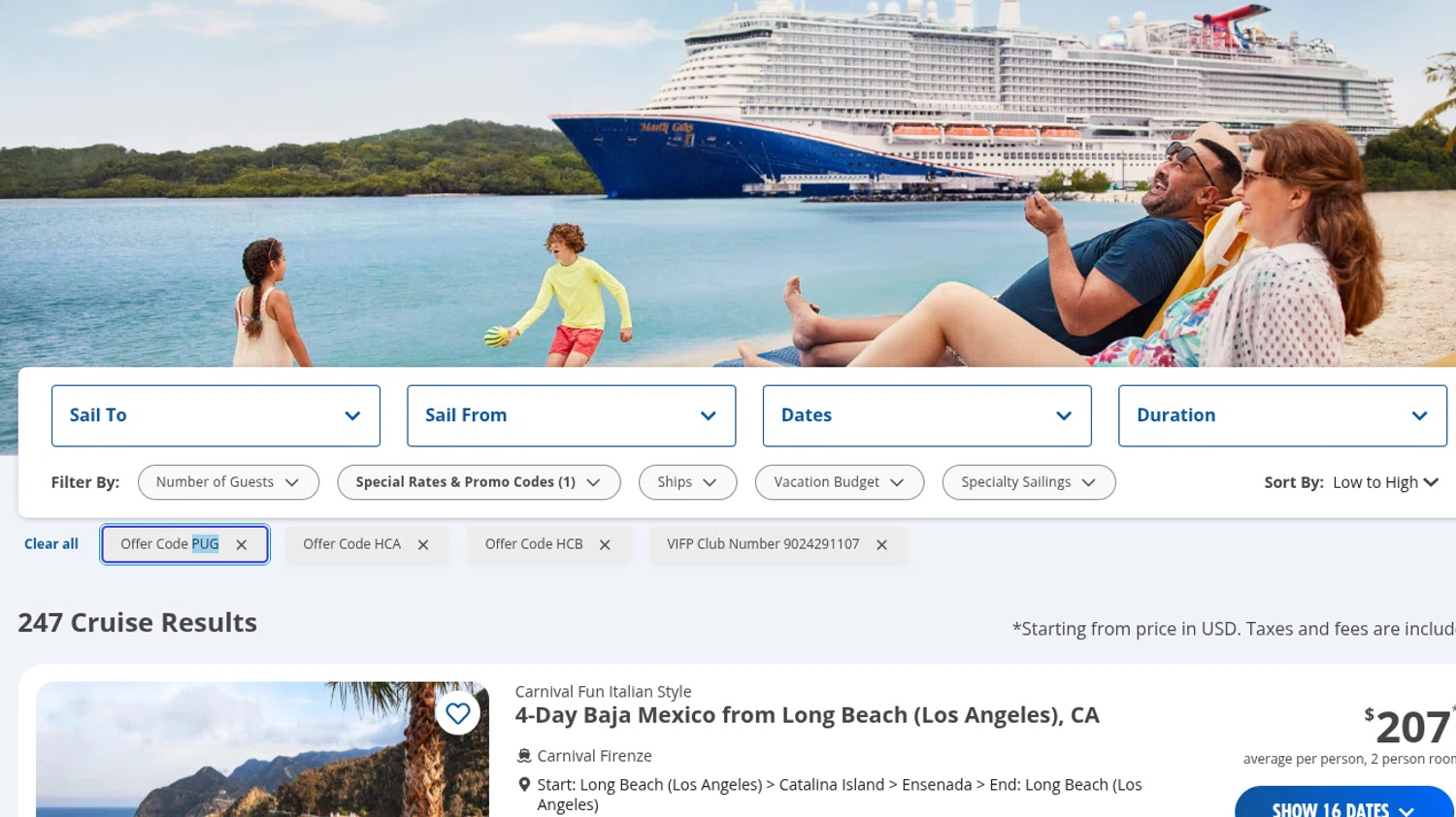 Carnival Cruise Lines promo code screenshot showing code hcb applied at Carnival Cruise Lines checkout page. Uploaded by SimplyCodes community member CARAJITA on Jun 9, 2026