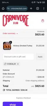 CCDEAL20 coupon verification screenshot