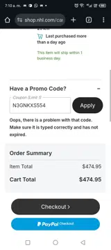 N3GNKXS554 coupon verification screenshot
