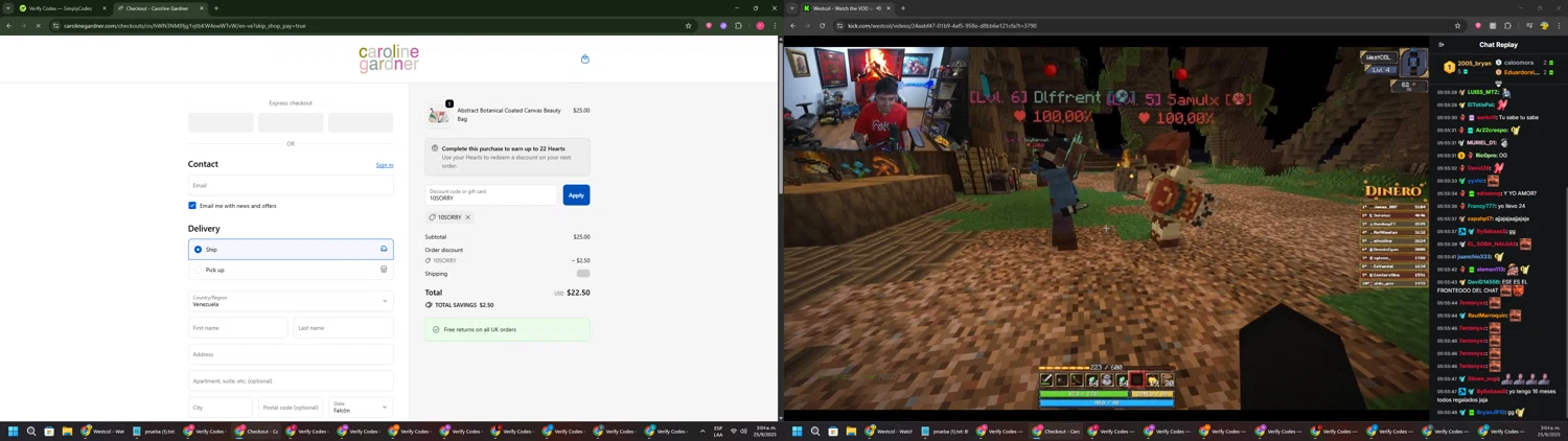 Caroline Gardner promo code screenshot showing code 10SORRY applied at Caroline Gardner checkout page. Uploaded by SimplyCodes community member CouponSage7331 on Sep 25, 2025