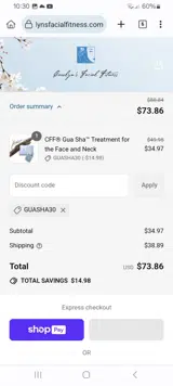 GUASHA30 coupon verification screenshot