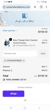 CFFVALENTINE30 coupon verification screenshot