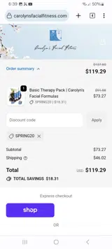 SPRING20 coupon verification screenshot