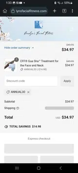 ANNUAL30 coupon verification screenshot