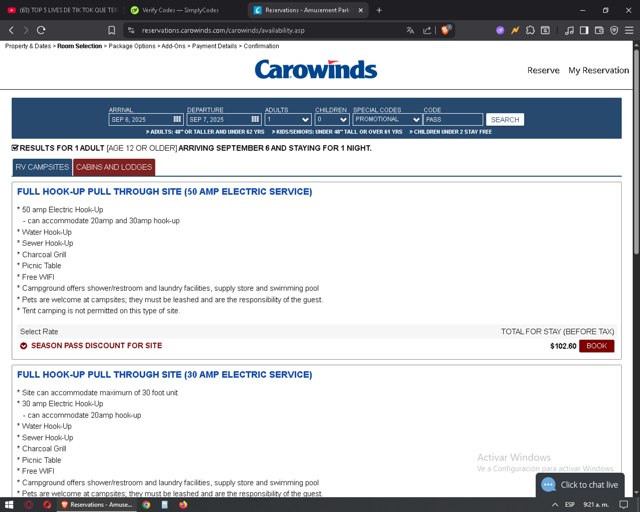 Carowinds checkout page showing Carowinds promo code box | Screenshot taken by SimplyCodes community member on Sep 6, 2025