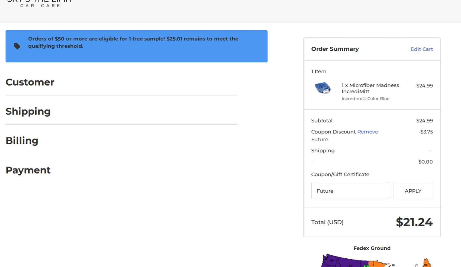 CarPro coupon code screenshot showing code Future applied at CarPro checkout page. Uploaded by SimplyCodes community member FrugalKnight782 on Aug 13, 2025