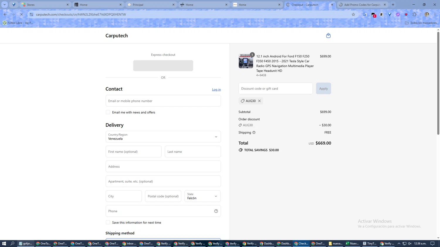 Carputech promo code screenshot showing code Aug30 applied at Carputech checkout page. Uploaded by SimplyCodes community member SuperMan on Aug 29, 2025