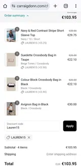 Lauren15 coupon verification screenshot