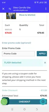 Carrolls Irish Gifts coupon verification screenshot