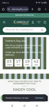 Carrolls Irish Gifts coupon verification screenshot