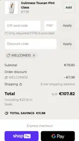 Carrolls Irish Gifts coupon verification screenshot