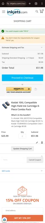 Fill16 coupon verification screenshot