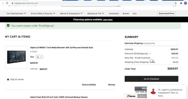 Car Toys checkout page showing Car Toys promo code box | Screenshot taken by SimplyCodes community member on Mar 17, 2021