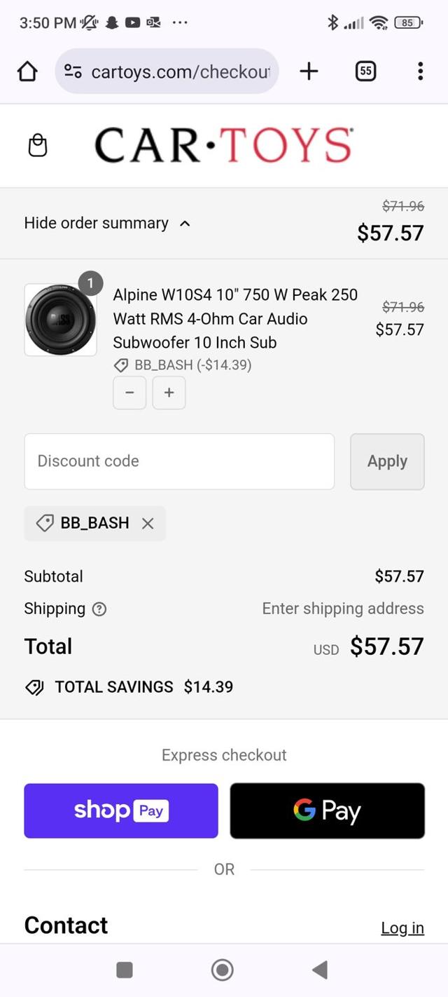 Car Toys checkout page showing Car Toys promo code box | Screenshot taken by SimplyCodes community member on Mar 23, 2024