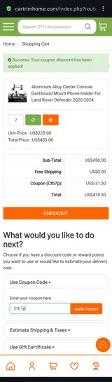 Cartrimhome coupon verification screenshot