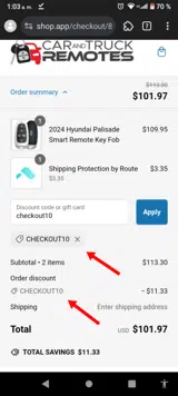 Car & Truck Remotes coupon verification screenshot